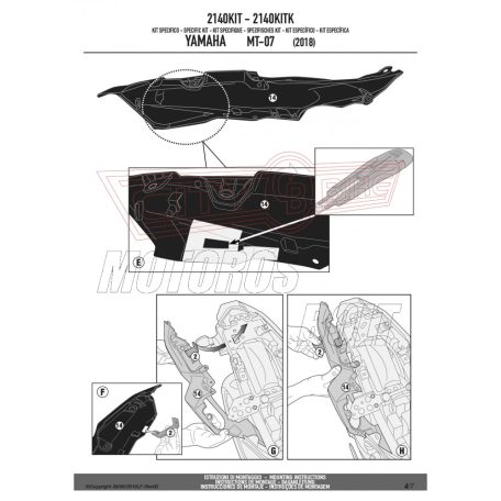 Kiegészítő szett oldaldoboz tartóhoz YAMAHA MT-07 (2018-2020) / YAMAHA MT-07 (2021-2024) GIVI