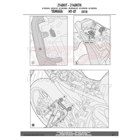 Kiegészítő szett oldaldoboz tartóhoz YAMAHA MT-07 (2018-2020) / YAMAHA MT-07 (2021-2024) GIVI