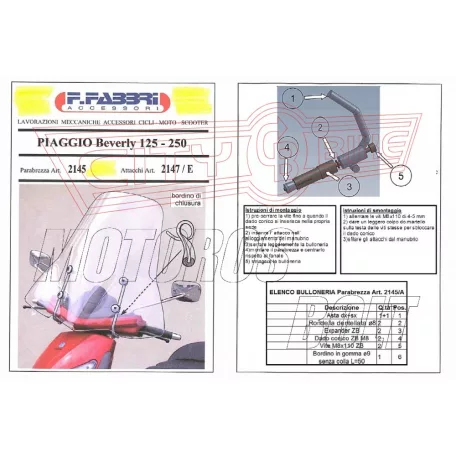 Plexi-szélvédő Piaggio Beverly 125-250ccm 2004-2008 Fabbri - TARTÓVAL