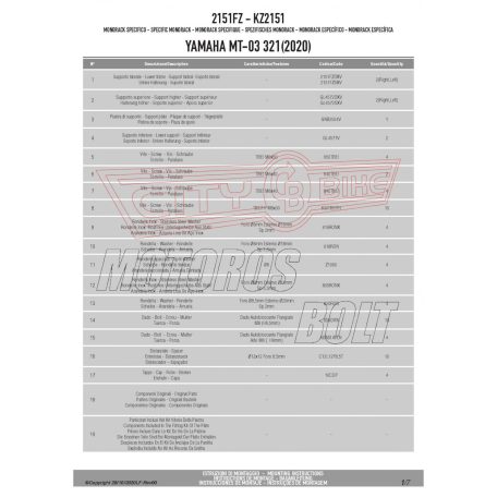 Csomagtartó alap YAMAHA MT-03 321 (2020-2024) GIVI