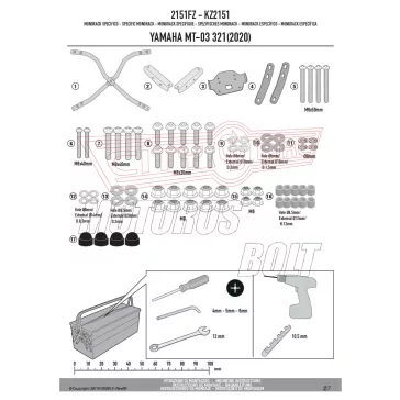 Csomagtartó alap YAMAHA MT-03 321 (2020-2026) GIVI