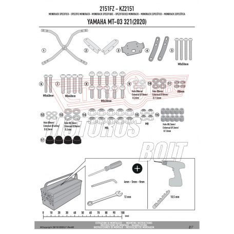 Csomagtartó alap YAMAHA MT-03 321 (2020-2024) GIVI