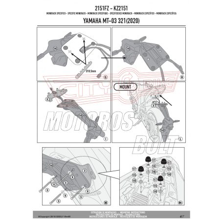 Csomagtartó alap YAMAHA MT-03 321 (2020-2024) GIVI