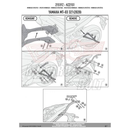 Csomagtartó alap YAMAHA MT-03 321 (2020-2024) GIVI