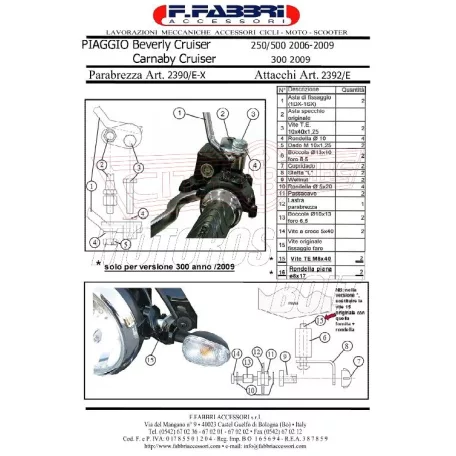 Plexi-szélvédő Piaggio Beverly Cruiser 250-500ccm / Carnaby Cruiser 300ccm Fabbri - TARTÓVAL