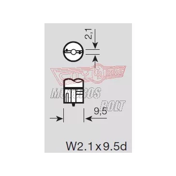 Izzó 12V 3W T10 üvegfoglalat RMS W2,1x9,5d