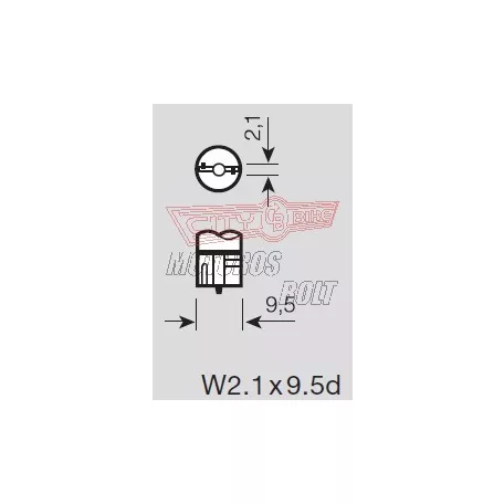 Izzó 12V 3W T10 üvegfoglalat RMS W2,1x9,5d