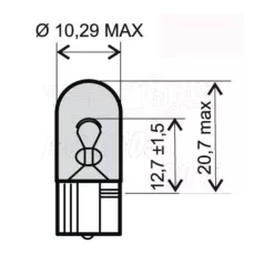 Izzó 12V 5W T10 üvegfoglalat sárga RMS