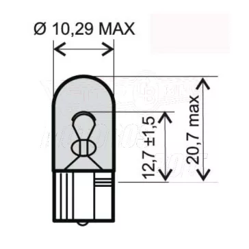 Izzó 12V 5W T10 üvegfoglalat sárga RMS