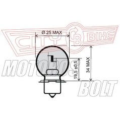 Izzó 12V 15W P26S tányéros RMS