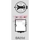 Izzó 12V 25/25W BA20D (Germany)
