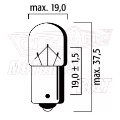 Izzó 12V 10W BAU15S 130fok sárga FLOSSER
