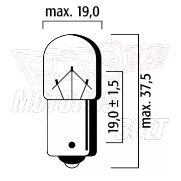 Izzó 12V 10W BAU15S 130fok sárga FLOSSER
