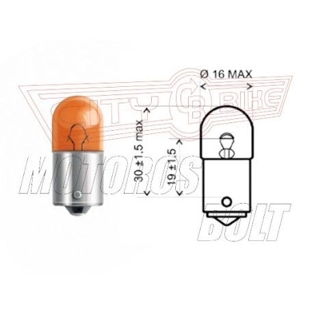 Izzó 12V 10W BAU15S 130fok sárga OSRAM