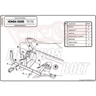   Csomagtartó alap Honda CB 500 (97-05) / Honda CB 500S (00-05) GIVI