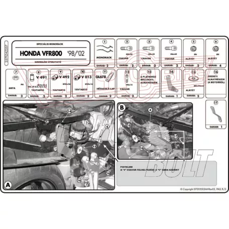 Csomagtartó alap Honda VFR 800 (98-01) GIVI