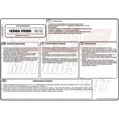 Csomagtartó alap Honda VFR 800 (98-01) GIVI