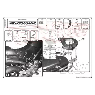   Csomagtartó alap Honda CBF 500 (04-12) / Honda CBF 600S/ CBF 600N (04-12) / Honda CBF 1000 / ABS (06-09) GIVI