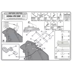 Csomagtartó alap Honda VFR 1200 F (10-16) GIVI