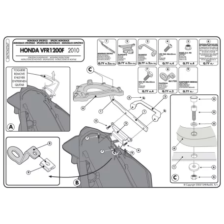 Csomagtartó alap Honda VFR 1200 F (10-16) GIVI