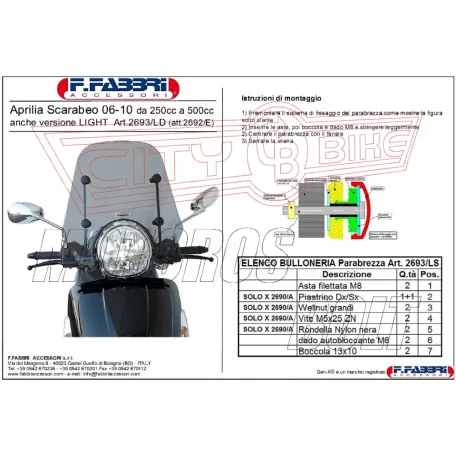 Plexi-szélvédő Aprilia Scarabeo Light 250-500ccm 2006-2010 Fabbri füst szín - TARTÓVAL