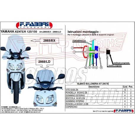 Plexi-szélvédő Yamaha Xenter 125-150ccm 2012-től Fabbri