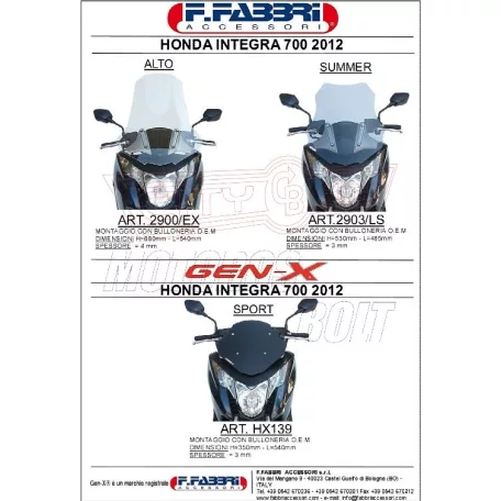 Plexi-szélvédő Honda Integra 700ccm 2012-től Fabbri