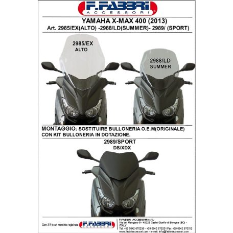 Plexi-szélvédő Yamaha X-Max / Evolis 125-400ccm 2014-től Fabbri