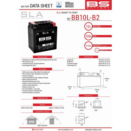Akkumulátor BS (SLA) YB10L-A2/B2 12V 11AH