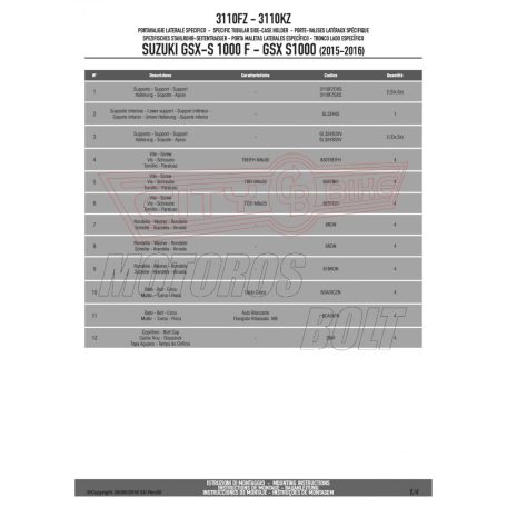 Csomagtartó alap Suzuki GSX S1000F / GSX S1000 (2015-2018) GIVI