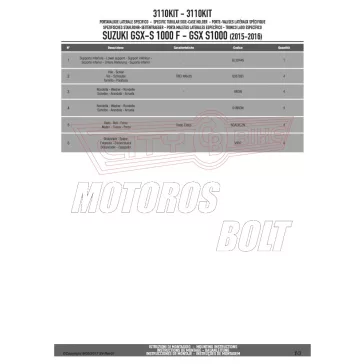   Kiegészítő szett csomagtartó alaphoz Suzuki GSX S1000F / GSX S1000 (2015-2018) / SUZUKI GSX S1000 (2021-2026) GIVI