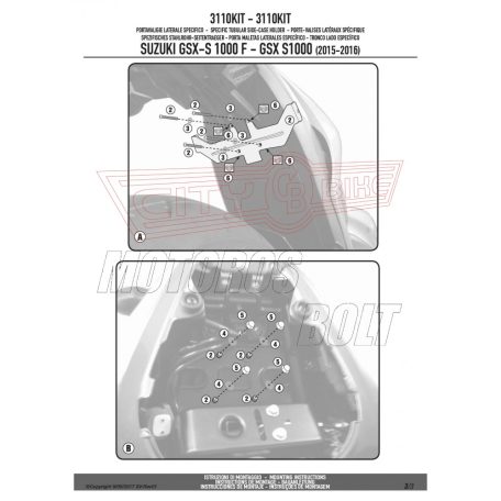 Kiegészítő szett csomagtartó alaphoz Suzuki GSX S1000F / GSX S1000 (2015-2018) / SUZUKI GSX S1000 (21 > 24) GIVI