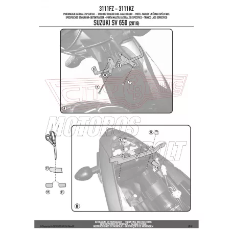Csomagtartó alap Suzuki SV 650 (2016-2024) GIVI