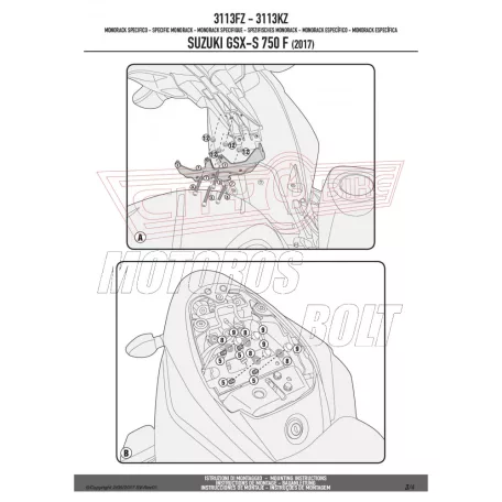 Csomagtartó alap Suzuki GSX S750 (2017-2021) GIVI