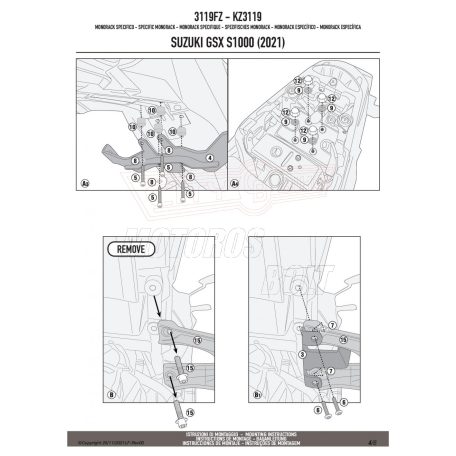 Csomagtartó alap SUZUKI GSX S1000 (21-24) GIVI