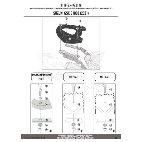 Csomagtartó alap SUZUKI GSX S1000 (21-24) GIVI