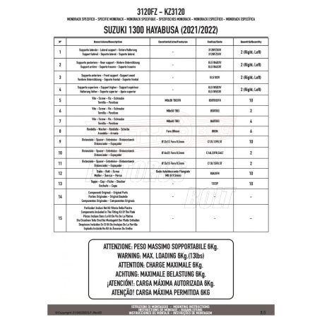 Csomagtartó alap SUZUKI HAYABUSA 1300 (2021-2024) GIVI