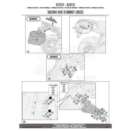 Csomagtartó alap SUZUKI GSX S1000GT 2022-2024 GIVI