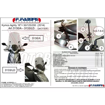   Plexi-szélvédő Kymco Agility 16+ 50-200ccm 2014-től Fabbri - TARTÓVAL