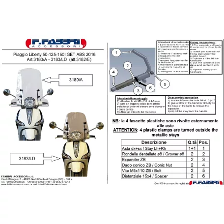 Plexi-szélvédő Piaggio Liberty ABS 50-150 F.Fabbri