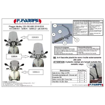 Plexi-szélvédő Piaggio Medley ABS 125-150 F.Fabbri