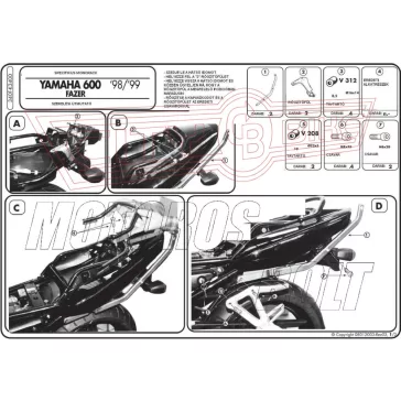   Csomagtartó alap Yamaha FZS 600 Fazer (98-99) / Yamaha FZS 600 Fazer (00-03) GIVI