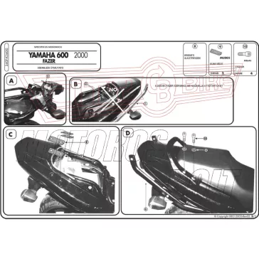   Csomagtartó alap Yamaha FZS 600 Fazer (98-99) / Yamaha FZS 600 Fazer (00-03) GIVI