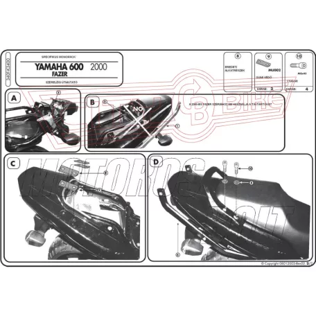 Csomagtartó alap Yamaha FZS 600 Fazer (98-99) / Yamaha FZS 600 Fazer (00-03) GIVI