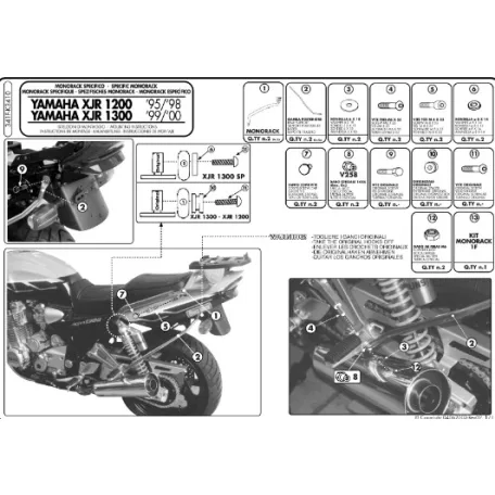 Csomagtartó alap Yamaha XJR 1200 (95-98) / Yamaha XJR 1300 (98-02) GIVI