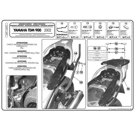 Csomagtartó alap Yamaha TDM 900 (02-14) GIVI