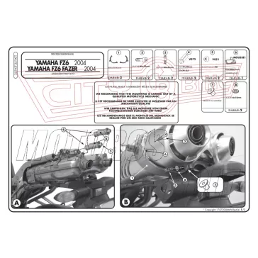   Kiegészítő szett oldaldoboz tartóhoz Yamaha FZ6 / FZ6 600 Fazer (04-06) / Yamaha FZ6 S2 / FZ6 600 Fazer S2 (07-11) GIVI