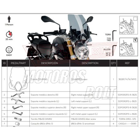 Plexi-szélvédő BMW R 1250 R (2019-2022) PUIG (tartóval)