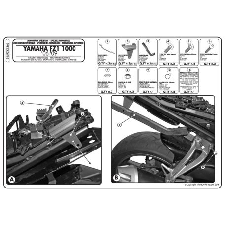 Csomagtartó alap Yamaha FZ1 1000 (06-15) GIVI