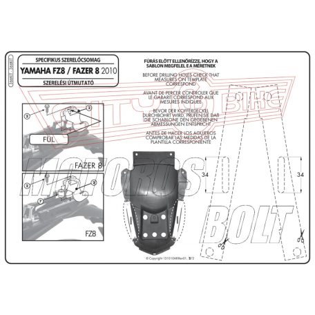 Oldaldoboztartóhoz kiegészítő szett Yamaha FZ8 / Fazer 8 800 (10-15) GIVI